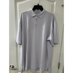 Peter Millar Polo Shirt Men's X Large Blue And Pink Striped Golf Stretch